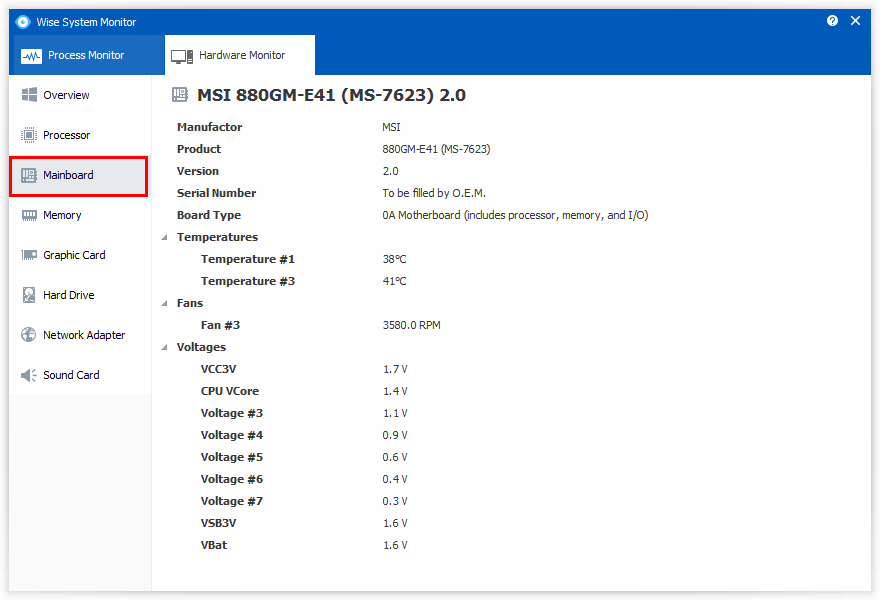 Hardware Monitor Wise System Monitor