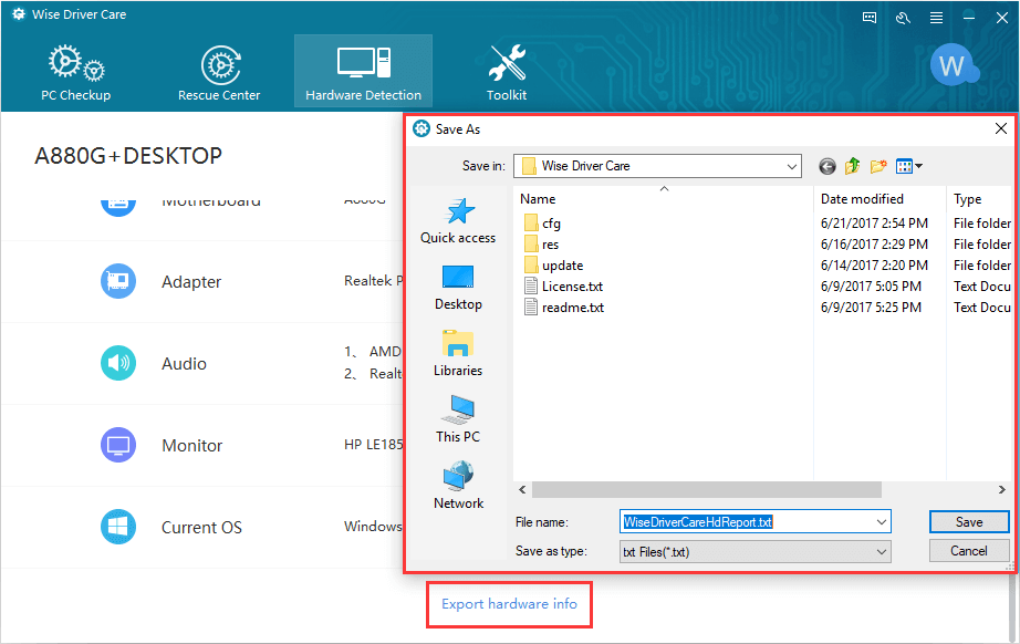 export hardware information