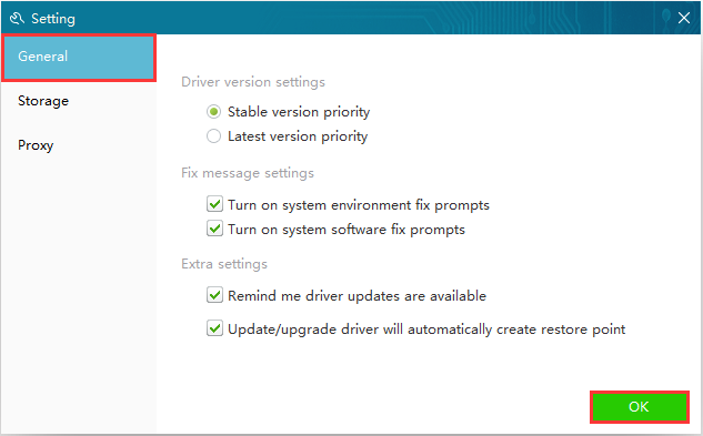 general settings
