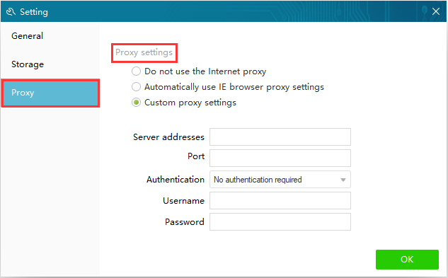 proxy settings