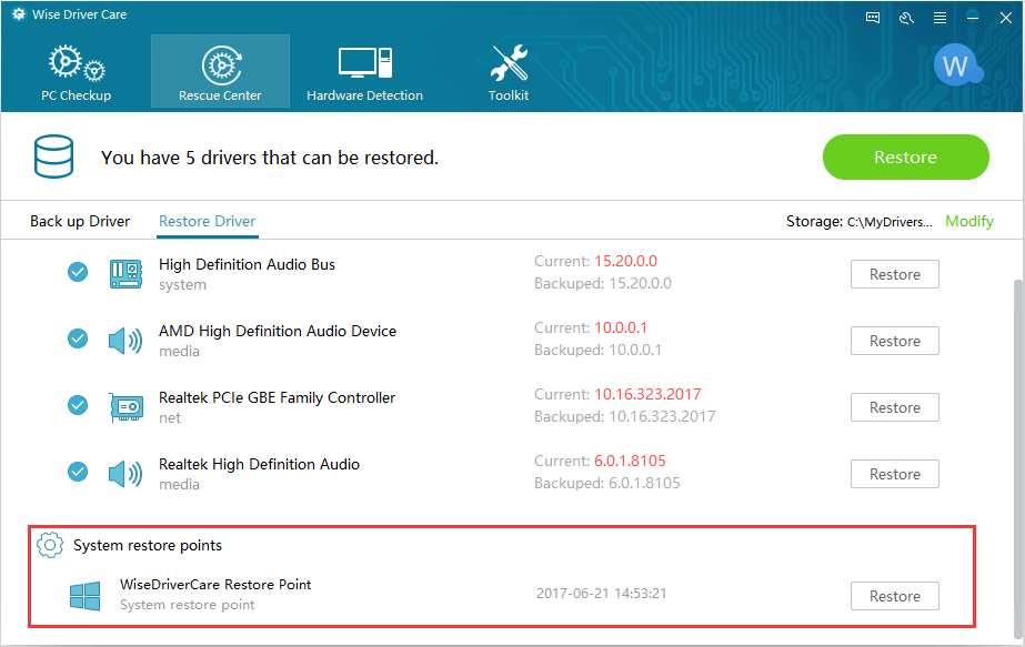 create system restore point