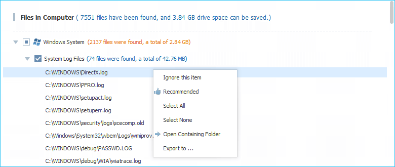wise care 365 free up disk space