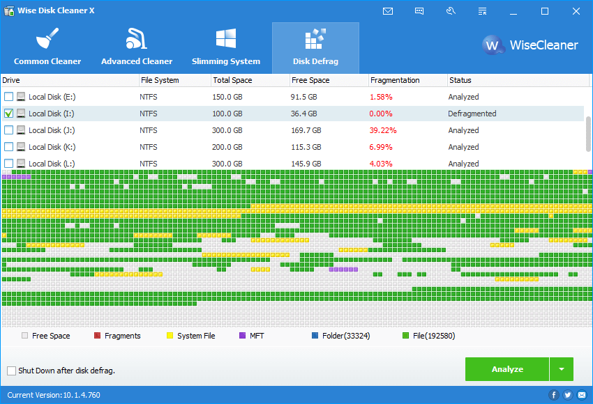 Wise Disk Cleaner disk defrag