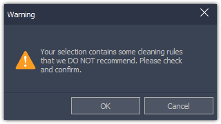 Wise Disk Cleaner warning message