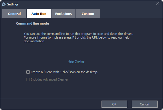 Wise Disk Cleaner settings