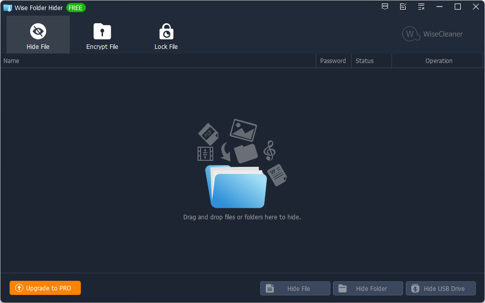 Wise Folder Hider main window