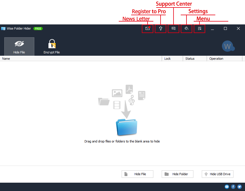 Wise Folder Hider main window