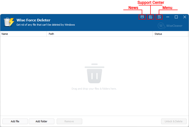 Wise Force Deleter main window