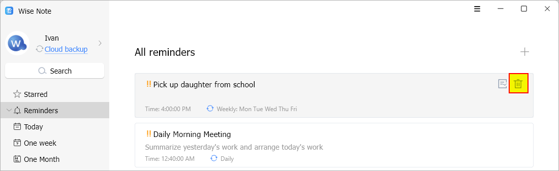 delete a reminder