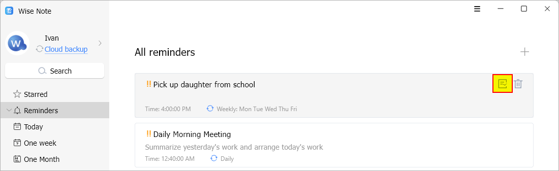 completed a reminder