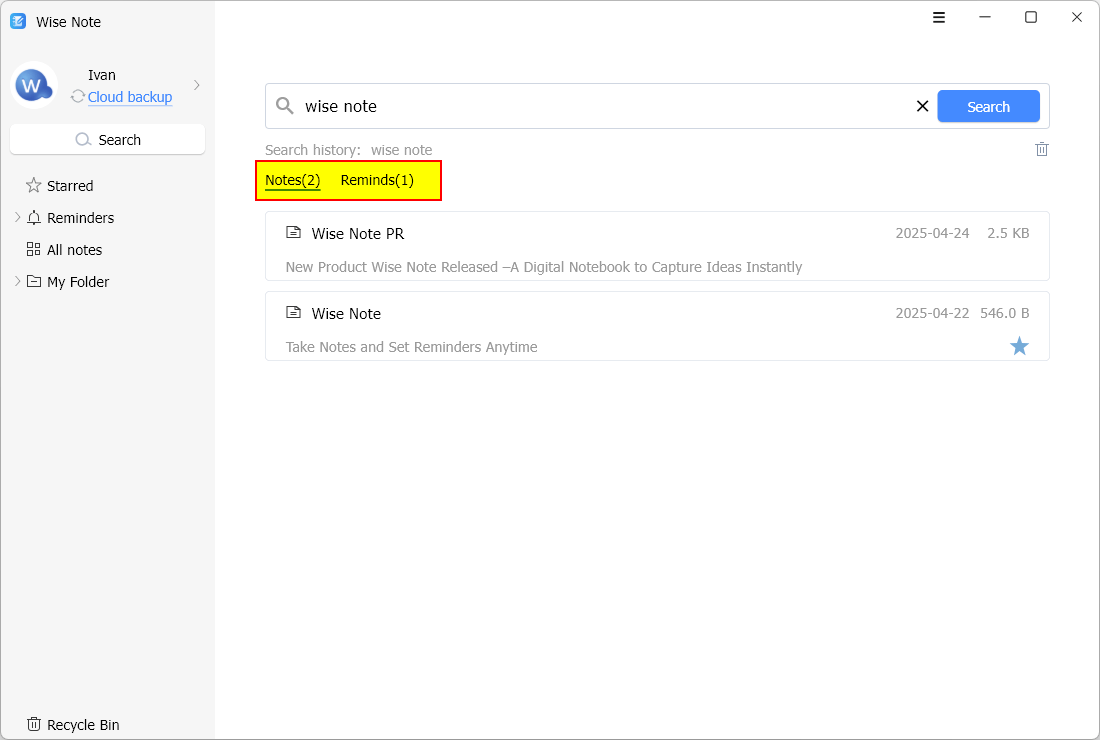 wise note search
