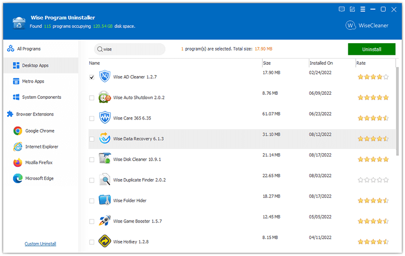 Wise Program Uninstaller screenshot Wise Program Uninstaller screenshot