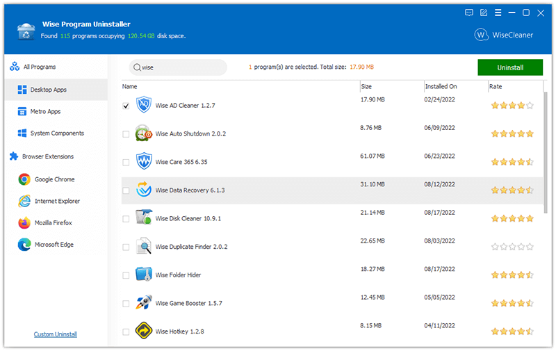 Wise Program Uninstaller screenshot