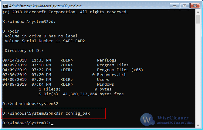 administrator x windows system32 cmd exe commands