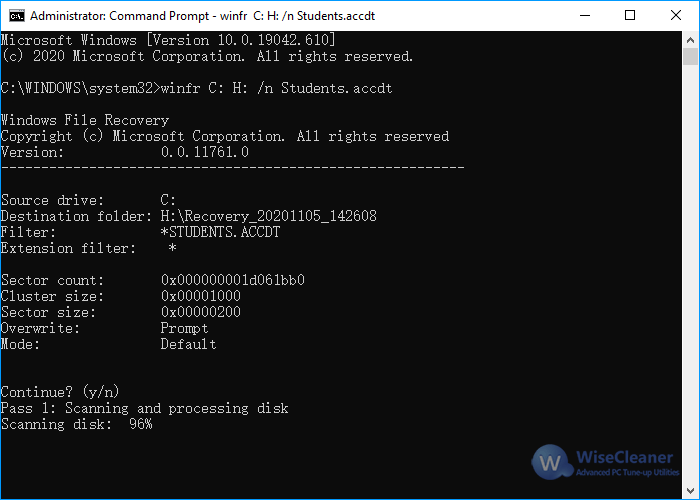 Windows File Recovery - scan drive