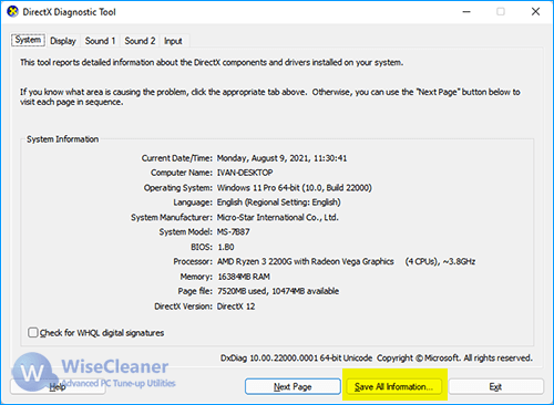 How to use DirectX Diagnostic Tool (DxDiag) for Troubleshooting