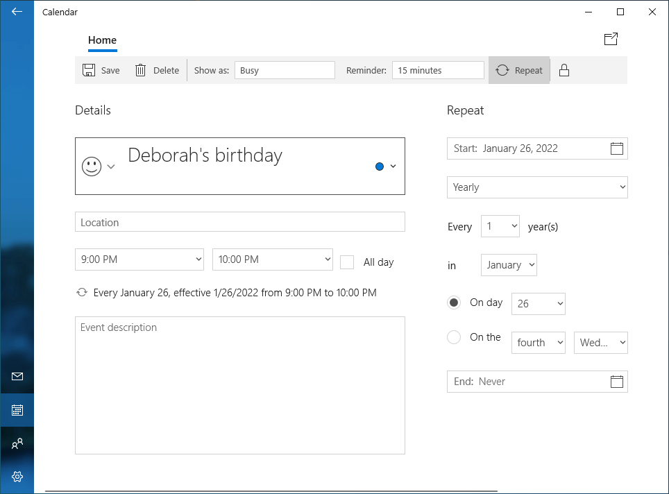 2 Ways to Create an Event Reminder in Windows 10