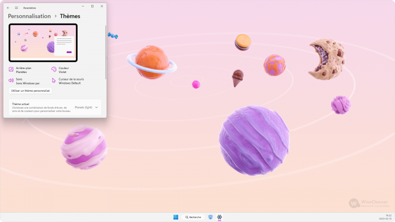 Windows 11 thème caché - Planètes (clair)