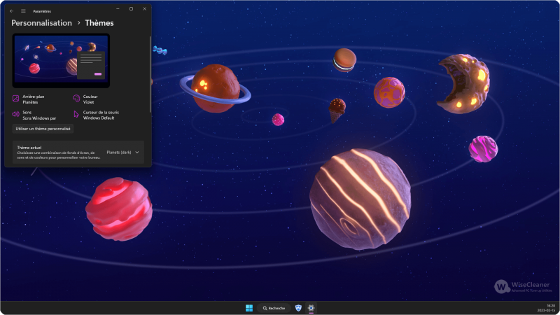 Windows 11 thème caché - Planètes (sombre)