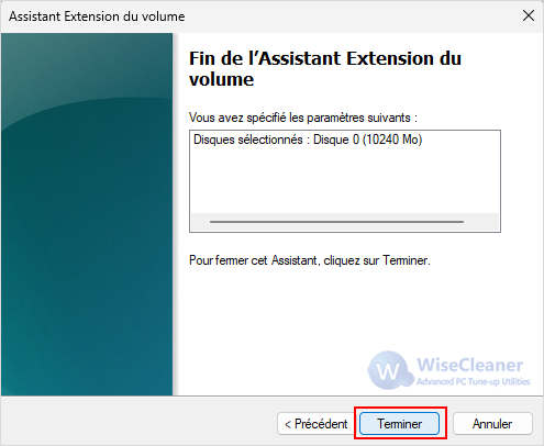 Assistant Extension du volume