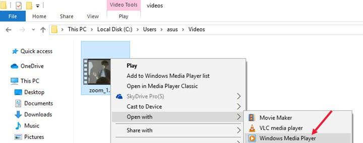 play videos in Windows media player