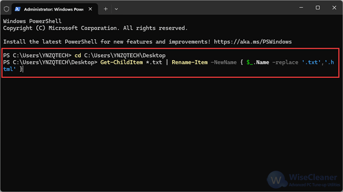 For multiple files, use another command. 