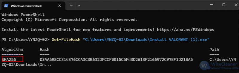 Generate the File Hash